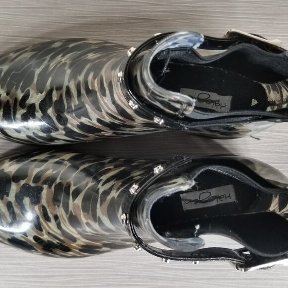 Halogen Leopard Print Studded Chelsea Rain Boots, Womens Size 8 M - Picture 10 of 11